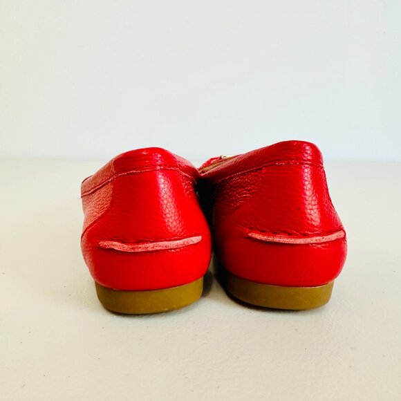 NEW KATE SPADE NEW YORK CARMEN RED PEBBLED LEATHER LOAFERS FLATS - Picture 4 of 9